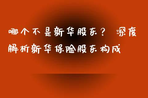 哪个不是新华股东？ 深度解析新华保险股东构成_https://wap.lcjysmgs.com_金融交易_第1张