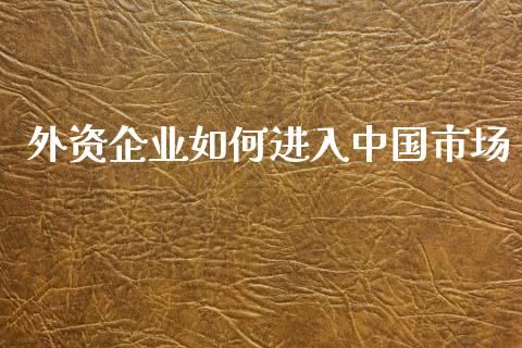 外资企业如何进入中国市场_https://wap.lcjysmgs.com_元宇宙_第1张