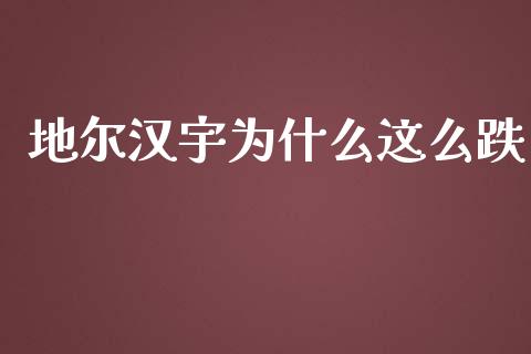 地尔汉宇为什么这么跌_https://wap.lcjysmgs.com_元宇宙_第1张