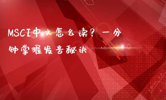 MSCI中文怎么读？一分钟掌握发音秘诀_https://wap.lcjysmgs.com_元宇宙_第1张