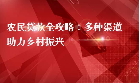 农民贷款全攻略：多种渠道助力乡村振兴_https://wap.lcjysmgs.com_金融交易_第1张