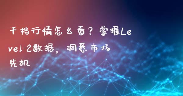 千档行情怎么看？掌握Level-2数据，洞悉市场先机_https://wap.lcjysmgs.com_原油期货_第1张