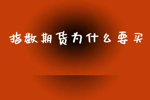 指数期货为什么要买_https://wap.lcjysmgs.com_金融交易_第1张