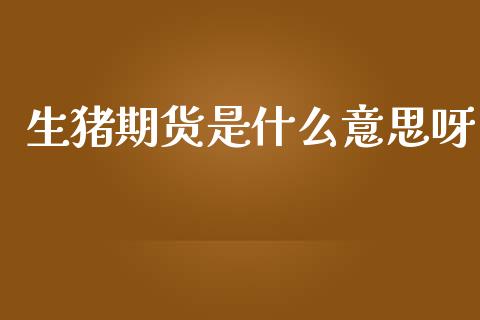 生猪期货是什么意思呀_https://wap.lcjysmgs.com_债券基金_第1张