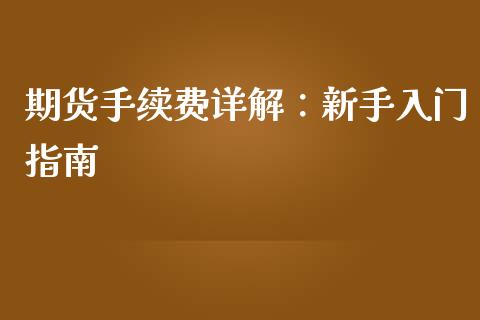 期货手续费详解：新手入门指南_https://wap.lcjysmgs.com_原油期货_第1张
