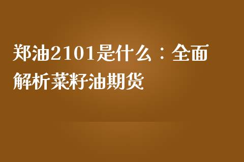 郑油2101是什么：全面解析菜籽油期货_https://wap.lcjysmgs.com_债券基金_第1张