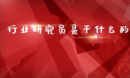 行业研究员是干什么的_https://wap.lcjysmgs.com_债券基金_第1张