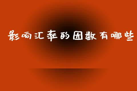 影响汇率的因数有哪些_https://wap.lcjysmgs.com_原油期货_第1张