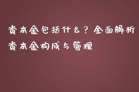 资本金包括什么？全面解析资本金构成与管理_https://wap.lcjysmgs.com_债券基金_第1张