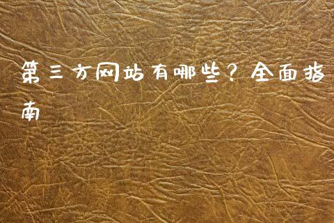 第三方网站有哪些？全面指南_https://wap.lcjysmgs.com_金融交易_第1张