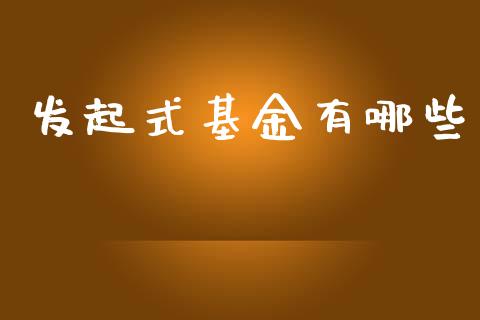 发起式基金有哪些_https://wap.lcjysmgs.com_金融交易_第1张