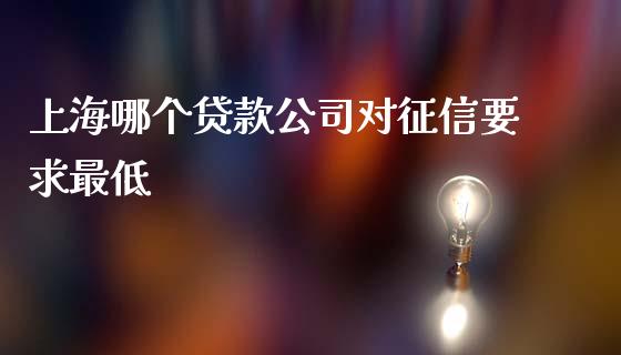 上海哪个贷款公司对征信要求最低_https://wap.lcjysmgs.com_债券基金_第1张