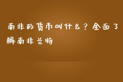 南非的货币叫什么？全面了解南非兰特_https://wap.lcjysmgs.com_债券基金_第1张