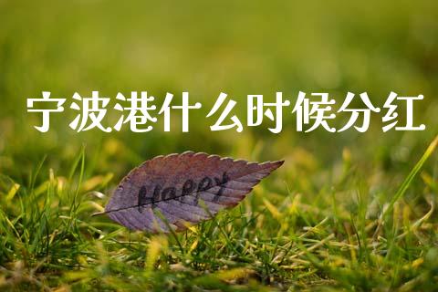 宁波港什么时候分红_https://wap.lcjysmgs.com_债券基金_第1张