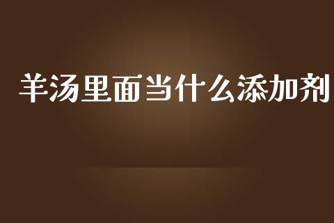 羊汤里面当什么添加剂_https://wap.lcjysmgs.com_原油期货_第1张