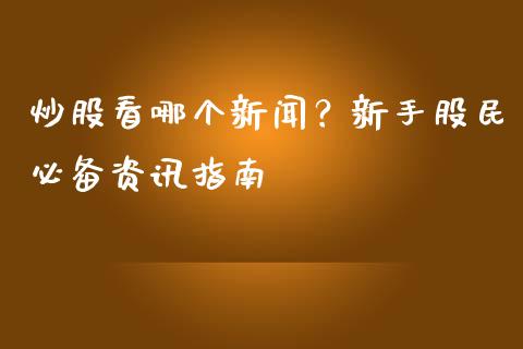 炒股看哪个新闻？新手股民必备资讯指南_https://wap.lcjysmgs.com_原油期货_第1张