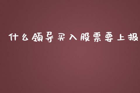 什么领导买入股票要上报_https://wap.lcjysmgs.com_元宇宙_第1张