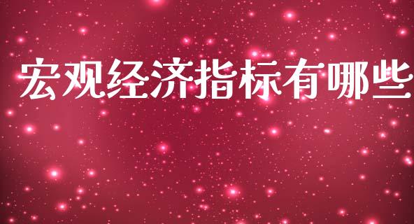 宏观经济指标有哪些_https://wap.lcjysmgs.com_原油期货_第1张