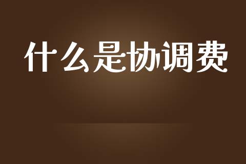 什么是协调费_https://wap.lcjysmgs.com_金融交易_第1张