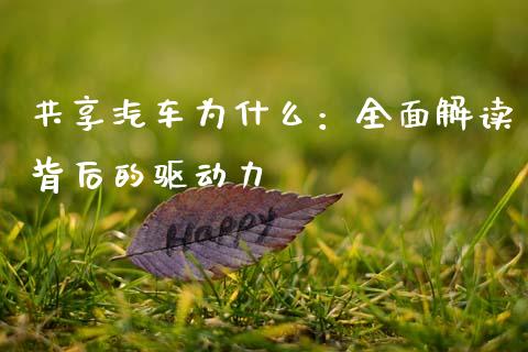 共享汽车为什么：全面解读背后的驱动力_https://wap.lcjysmgs.com_金融交易_第1张