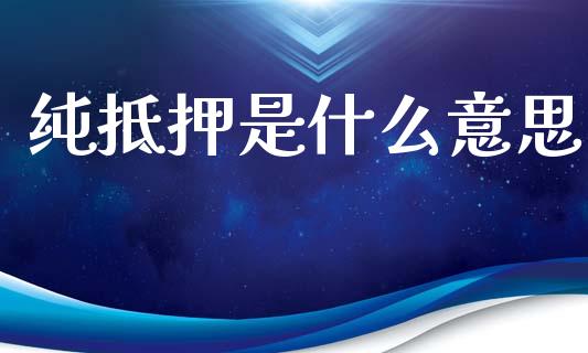 纯抵押是什么意思_https://wap.lcjysmgs.com_原油期货_第1张
