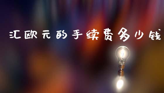 汇欧元的手续费多少钱_https://wap.lcjysmgs.com_元宇宙_第1张