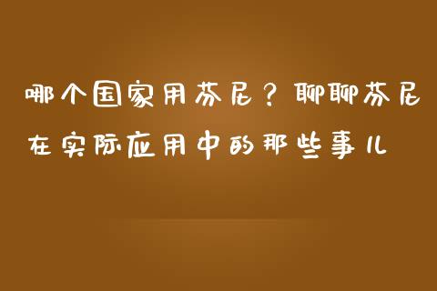 哪个国家用芬尼？聊聊芬尼在实际应用中的那些事儿_https://wap.lcjysmgs.com_金融交易_第1张