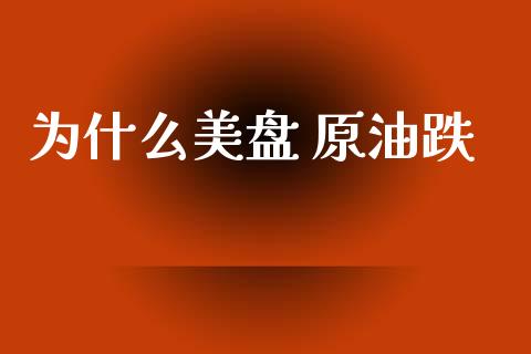 为什么美盘 原油跌_https://wap.lcjysmgs.com_债券基金_第1张
