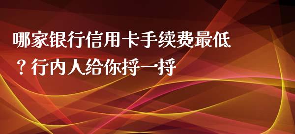 哪家银行信用卡手续费最低？行内人给你捋一捋_https://wap.lcjysmgs.com_债券基金_第1张