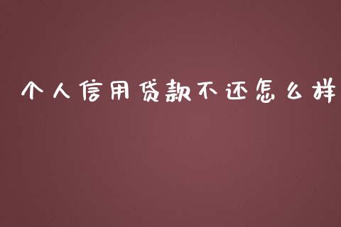 个人信用贷款不还怎么样_https://wap.lcjysmgs.com_债券基金_第1张