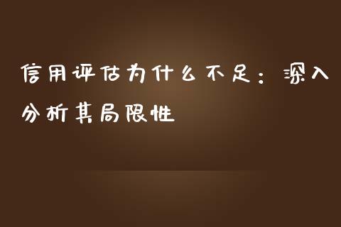 信用评估为什么不足：深入分析其局限性_https://wap.lcjysmgs.com_债券基金_第1张
