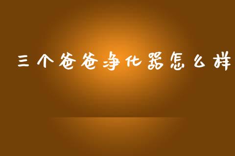 三个爸爸净化器怎么样_https://wap.lcjysmgs.com_债券基金_第1张