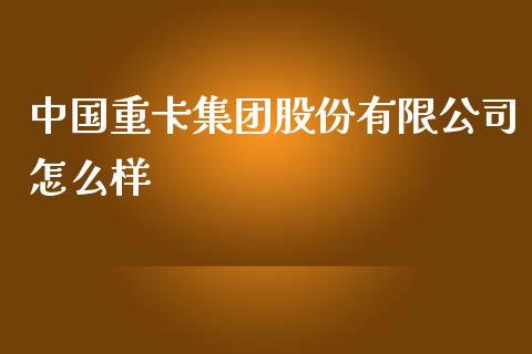中国重卡集团股份有限公司怎么样_https://wap.lcjysmgs.com_原油期货_第1张