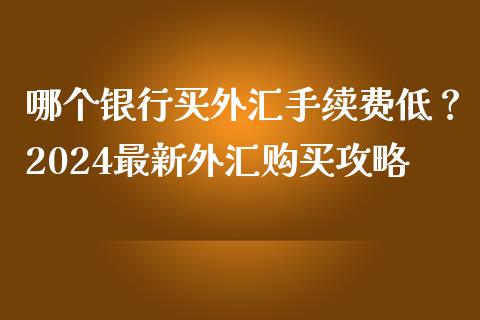哪个银行买外汇手续费低？2024最新外汇购买攻略_https://wap.lcjysmgs.com_金融交易_第1张