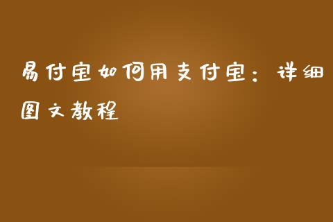 易付宝如何用支付宝：详细图文教程_https://wap.lcjysmgs.com_元宇宙_第1张