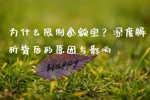 为什么限制余额宝？深度解析背后的原因与影响_https://wap.lcjysmgs.com_元宇宙_第1张
