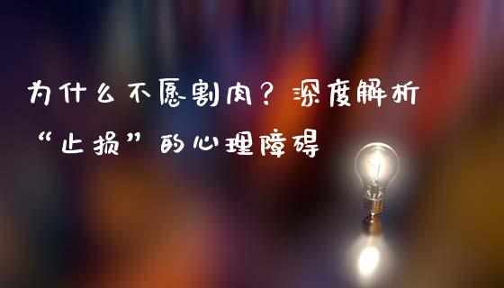 为什么不愿割肉？深度解析“止损”的心理障碍_https://wap.lcjysmgs.com_元宇宙_第1张