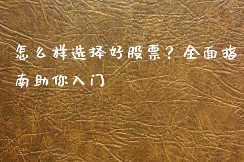 怎么样选择好股票？全面指南助你入门_https://wap.lcjysmgs.com_金融交易_第1张