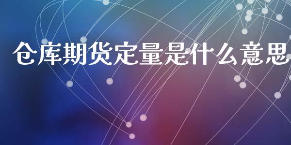 仓库期货定量是什么意思_https://wap.lcjysmgs.com_元宇宙_第1张