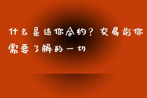 什么是迷你合约？交易前你需要了解的一切_https://wap.lcjysmgs.com_债券基金_第1张