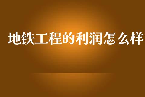 地铁工程的利润怎么样_https://wap.lcjysmgs.com_债券基金_第1张