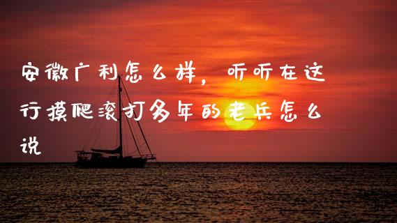 安徽广利怎么样，听听在这行摸爬滚打多年的老兵怎么说_https://wap.lcjysmgs.com_原油期货_第1张