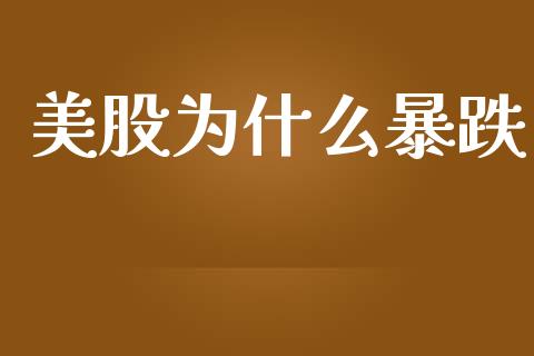美股为什么暴跌_https://wap.lcjysmgs.com_债券基金_第1张