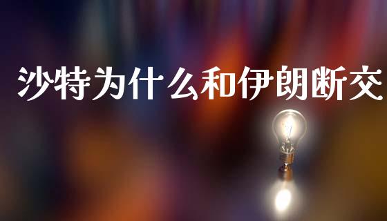 沙特为什么和伊朗断交_https://wap.lcjysmgs.com_元宇宙_第1张