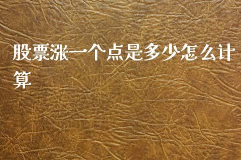股票涨一个点是多少怎么计算_https://wap.lcjysmgs.com_金融交易_第1张