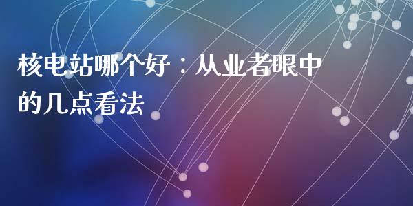 核电站哪个好：从业者眼中的几点看法_https://wap.lcjysmgs.com_原油期货_第1张