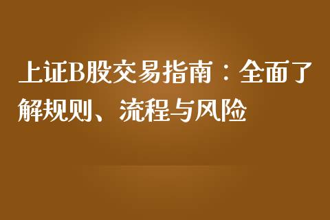上证B股交易指南：全面了解规则、流程与风险_https://wap.lcjysmgs.com_原油期货_第1张