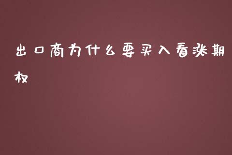 出口商为什么要买入看涨期权_https://wap.lcjysmgs.com_原油期货_第1张