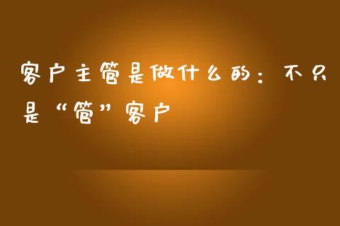 客户主管是做什么的：不只是“管”客户_https://wap.lcjysmgs.com_元宇宙_第1张