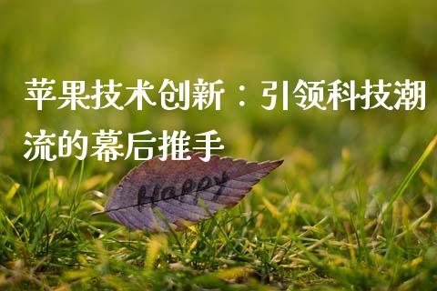 苹果技术创新：引领科技潮流的幕后推手_https://wap.lcjysmgs.com_债券基金_第1张